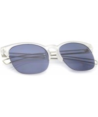 Oversized Semi Rimless Wire Hook Temples Square Lens Horn Rimmed Sunglasses 56mm - Frost-silver / Smoke - C012NT8G3J2 $12.61