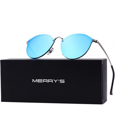 Round Men/Women Retro Oval Sunglasses 100% UV Protection S6308 - Blue - CC188Y74Q7Y $27.43