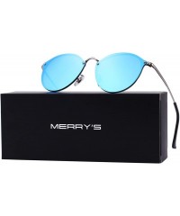 Round Men/Women Retro Oval Sunglasses 100% UV Protection S6308 - Blue - CC188Y74Q7Y $27.06
