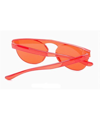 Oval Vintage Round Eyewear Women Brand Designer Retro Candy Color Party Sunglasses Eyewears - Red - CI18ME64M9C $11.78