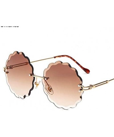 Round Round Rimless Flower Sunglasses Women Men Vintage Stylish Sun Glasses Unique Decoration Eyewears - 2 - C018Y6I8HTY $25.88