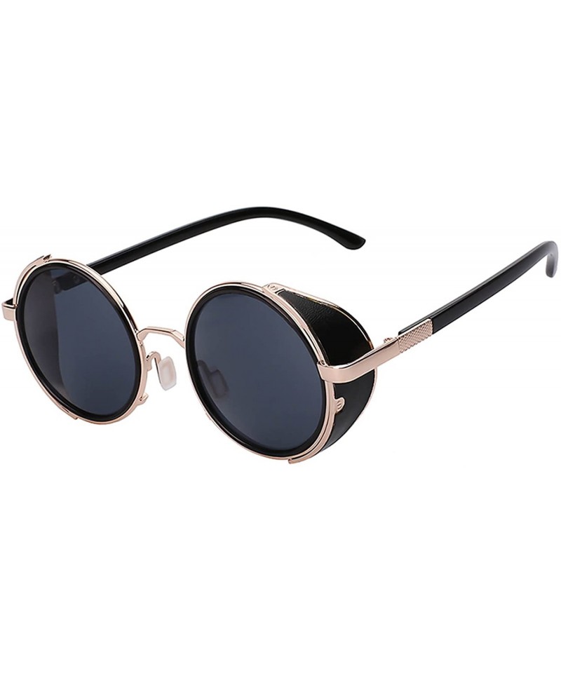 Shield Steampunk Retro Gothic Vintage Hippie Colored Metal Round Circle Frame Sunglasses Colored Lens - CB185DI8NG8 $11.72