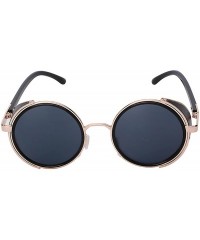 Shield Steampunk Retro Gothic Vintage Hippie Colored Metal Round Circle Frame Sunglasses Colored Lens - CB185DI8NG8 $11.72