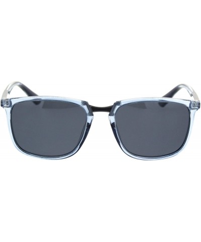 Rectangular Antiglare Polarized Lens Mens Rectangular Slick Designer Sunglasses - Blue Gunmetal Black - CE18S6DDHGN $10.06