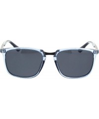 Rectangular Antiglare Polarized Lens Mens Rectangular Slick Designer Sunglasses - Blue Gunmetal Black - CE18S6DDHGN $10.06