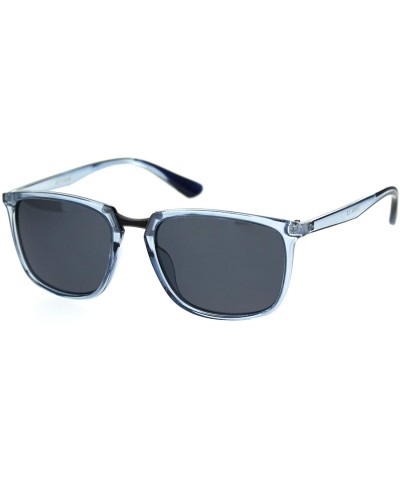 Rectangular Antiglare Polarized Lens Mens Rectangular Slick Designer Sunglasses - Blue Gunmetal Black - CE18S6DDHGN $10.06