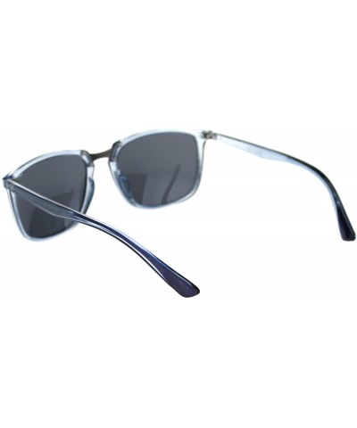 Rectangular Antiglare Polarized Lens Mens Rectangular Slick Designer Sunglasses - Blue Gunmetal Black - CE18S6DDHGN $10.06