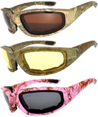 Goggle Set of 2 - 3 Pairs Motorcycle CAMO Padded Foam Sport Glasses Colored Lens - CI1847XNMLN $27.62