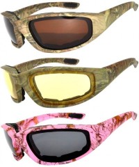 Goggle Set of 2 - 3 Pairs Motorcycle CAMO Padded Foam Sport Glasses Colored Lens - CI1847XNMLN $29.14