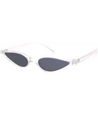 Cat Eye Womens Vintage Gothic Tear Drop Cat Eye Narrow Retro Plastic Sunglasses - Clear Black - C618OE63ARG $13.40