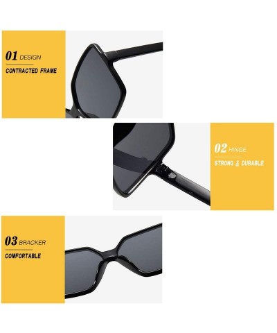 Square Vintage Gradient Sunglasses-Oversize Square Shade Glasses-Polarized-Unisex - F - CV1905XUDM3 $28.05