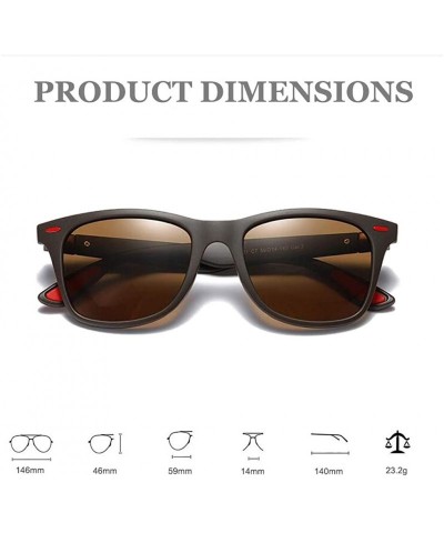 Sport Classic Polarized Sunglasses for Men Women TR90 Unbreakable Rectangular Vintage Driving Glasses - Brown/Brown - CR18ICZ...