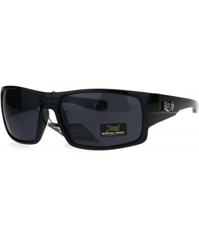 Rectangular Locs Mens Gangster Oversize Rectangular Cholo Warp Plastic Sunglasses - Shiny Black - CS17YOM2W8W $19.11