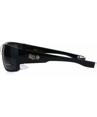 Rectangular Locs Mens Gangster Oversize Rectangular Cholo Warp Plastic Sunglasses - Shiny Black - CS17YOM2W8W $12.16