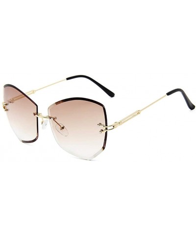 Goggle Polarized Hexagonal Sunglasses-Photochromic Rimless Shade Glasses-Mirror Lens - D - CL190ED532E $57.36