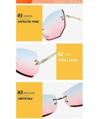 Goggle Polarized Hexagonal Sunglasses-Photochromic Rimless Shade Glasses-Mirror Lens - D - CL190ED532E $31.78