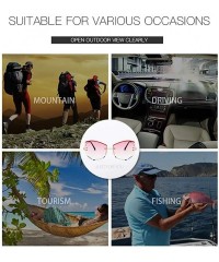 Goggle Polarized Hexagonal Sunglasses-Photochromic Rimless Shade Glasses-Mirror Lens - D - CL190ED532E $31.78