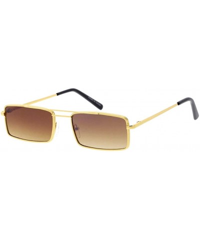Rectangular Fashion Wired Frame Retro Skinny Rectangular Lens Sunglasses L24 - Amber - CV19203G5M3 $21.28