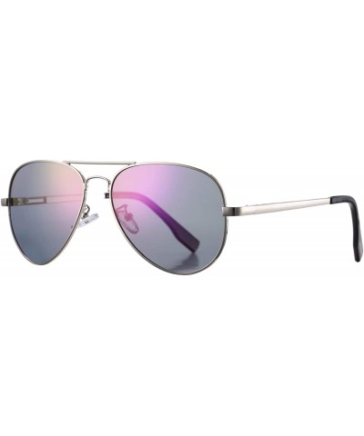 Oversized Polarized Aviator Sunglasses Mirrored Lens Metal Frame for Men Women - 100% UV 400 Protection - C718L2CSN5Y $26.46