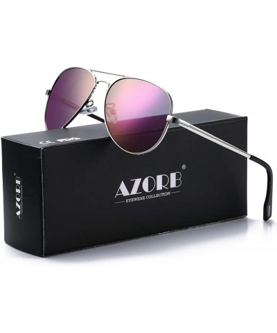 Oversized Polarized Aviator Sunglasses Mirrored Lens Metal Frame for Men Women - 100% UV 400 Protection - C718L2CSN5Y $14.66