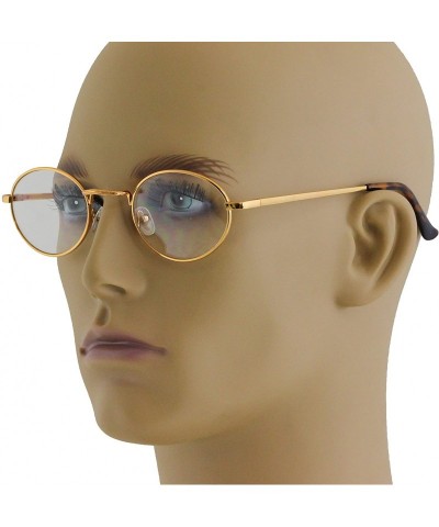 Round WOOD Art Clear Lens Eyeglasses Unisex Vintage Fashion Oval Frame Glasses - Light Brown - Gold - CF18U2GCWZ5 $14.73