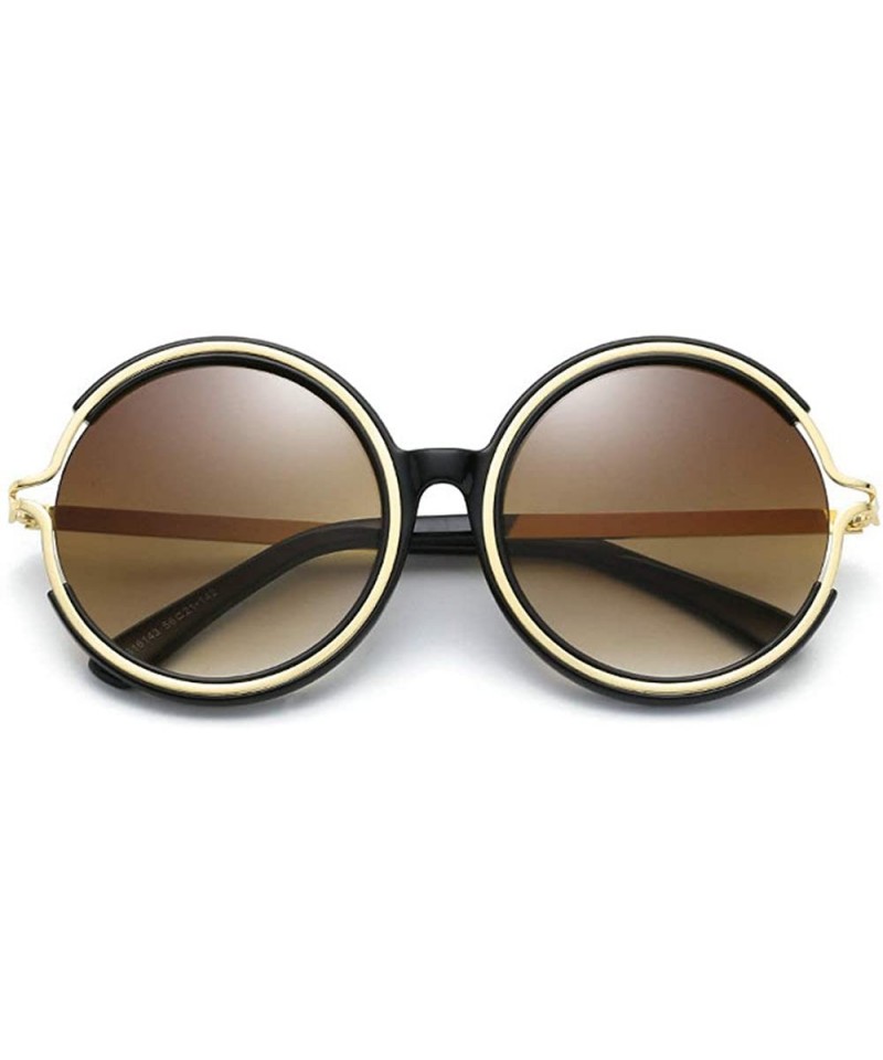 Oversized New Oversized Sunglasses Women Brand Designer Round Sexy Party Eyewear UV400 - Black&brown - C018LQDLGTC $13.97