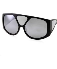 Oversized Oversized Retro Inspired Flat Top Plastic Frame Sunglasses - Black - CA18M0RCXNM $27.68