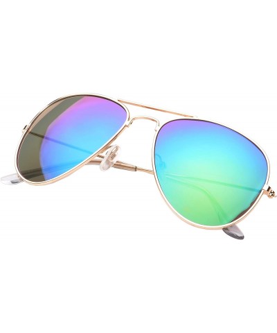 Aviator 'Bartonville' Double Bridge Aviator Fashion Sunglasses - Green - CQ11PMFKR4T $11.43