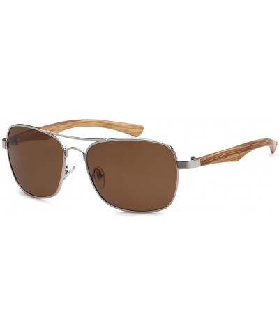 Aviator Polarized Aviator Manhattan Sunglasses - Silver/Tan - C118HAYST23 $12.40