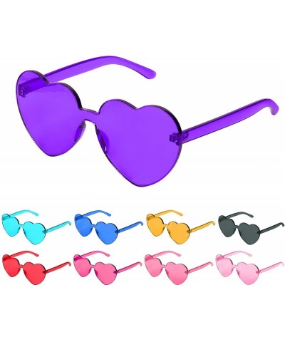 Rimless Heart Shaped Sunglasses Rimless Heart Transparent Colored Glasses - Light Purple - C2196SY6TU0 $17.66