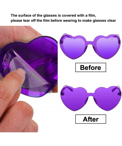 Rimless Heart Shaped Sunglasses Rimless Heart Transparent Colored Glasses - Light Purple - C2196SY6TU0 $11.53