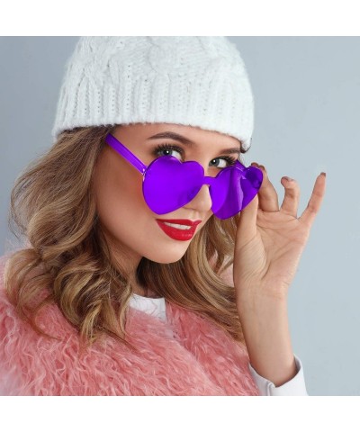 Rimless Heart Shaped Sunglasses Rimless Heart Transparent Colored Glasses - Light Purple - C2196SY6TU0 $11.53