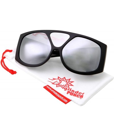 Oversized Oversized Retro Inspired Flat Top Plastic Frame Sunglasses - Black - CA18M0RCXNM $14.20