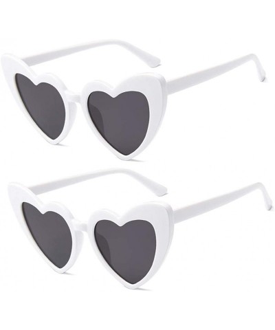Cat Eye Heart Shaped Sunglasses for Women-Vintage Cat Eye Mod Style Retro Kurt Cobain Glasses - 2 White - CK18XU939G3 $18.92