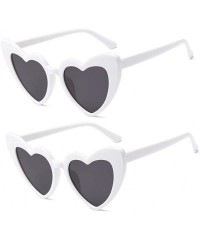 Cat Eye Heart Shaped Sunglasses for Women-Vintage Cat Eye Mod Style Retro Kurt Cobain Glasses - 2 White - CK18XU939G3 $28.37