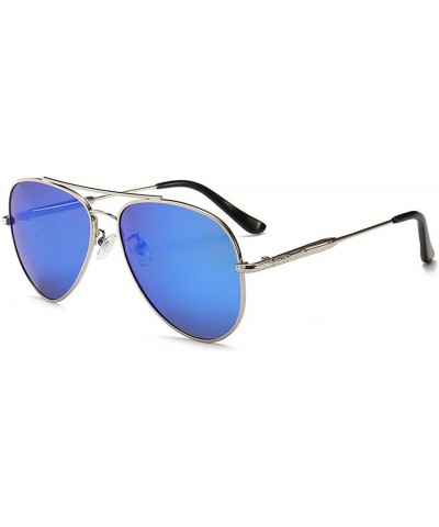 Aviator Classic Style Men Women Aviator Sunglasses Polarized Metal Mirror - Blue - CO18K35OU9Z $16.60