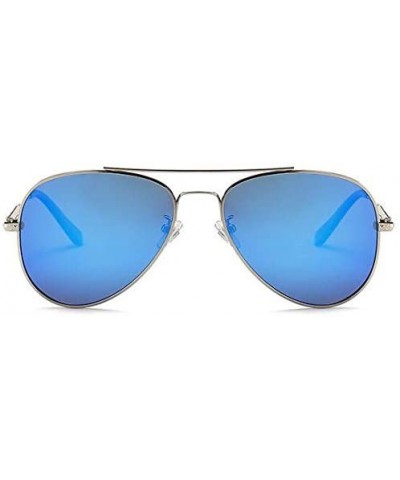 Aviator Classic Style Men Women Aviator Sunglasses Polarized Metal Mirror - Blue - CO18K35OU9Z $16.60