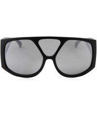 Oversized Oversized Retro Inspired Flat Top Plastic Frame Sunglasses - Black - CA18M0RCXNM $27.68