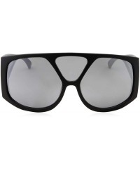 Oversized Oversized Retro Inspired Flat Top Plastic Frame Sunglasses - Black - CA18M0RCXNM $27.68