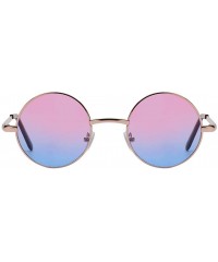 Round Round Floral Vintage Women's Sunglasses Colored Plastic Frame Colored Lens - Metal Frame Pink-blue Lens 45 Mm - CE183L9...