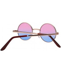 Round Round Floral Vintage Women's Sunglasses Colored Plastic Frame Colored Lens - Metal Frame Pink-blue Lens 45 Mm - CE183L9...