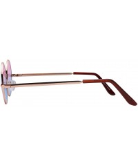 Round Round Floral Vintage Women's Sunglasses Colored Plastic Frame Colored Lens - Metal Frame Pink-blue Lens 45 Mm - CE183L9...