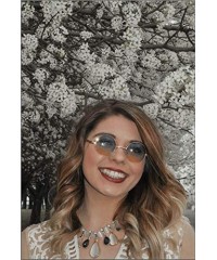 Round Round Floral Vintage Women's Sunglasses Colored Plastic Frame Colored Lens - Metal Frame Pink-blue Lens 45 Mm - CE183L9...
