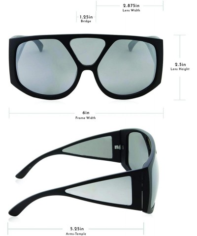 Oversized Oversized Retro Inspired Flat Top Plastic Frame Sunglasses - Black - CA18M0RCXNM $27.68