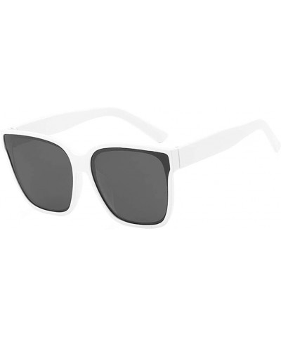 Square Unisex Sunglasses Fashion Bright Black Grey Drive Holiday Square Non-Polarized UV400 - White Grey - CG18RLIZ826 $17.29