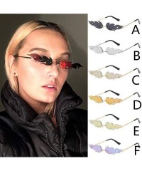 Oversized Women Retro Irregular Feathery Shape Metal Punk Style Sunglasses Vintage Glasses - C - CP196QA4HDX $7.94