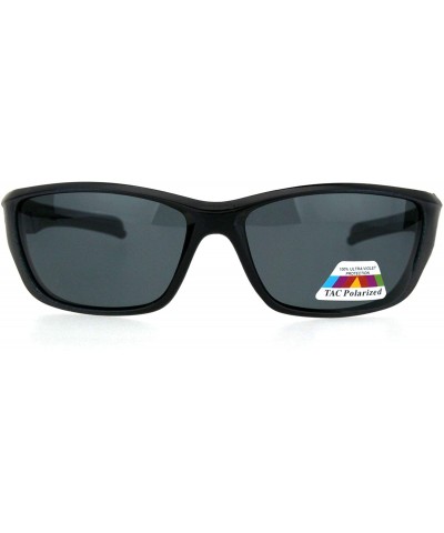 Sport Mens TAC Polarized Lens Classic Warp Sport Performance Plastic Sunglasses - Black Green Black - CN18HGSCO9Z $23.35