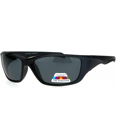 Sport Mens TAC Polarized Lens Classic Warp Sport Performance Plastic Sunglasses - Black Green Black - CN18HGSCO9Z $10.58