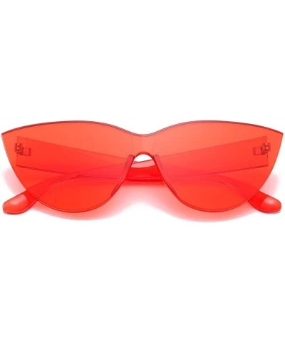 Rimless Triangle Rimless Sunglasses for Women Men Vintage Retro Style Plastic Frame UV 400 Colored Lens Glasses - Red - CE18U...