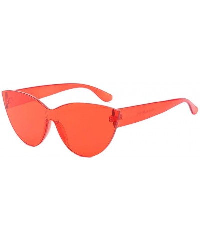 Rimless Triangle Rimless Sunglasses for Women Men Vintage Retro Style Plastic Frame UV 400 Colored Lens Glasses - Red - CE18U...